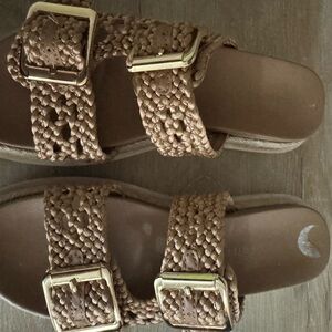 Madden girl Brown Woven Sandals with Gold Buckles